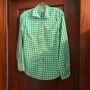 J.Crew Green Gingham Lightweight Signature Shirt Size Small